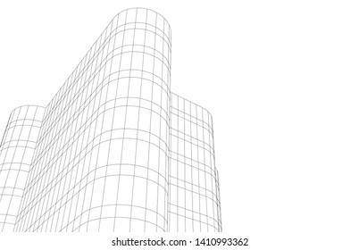 Modern 3d architecture, vector illustration