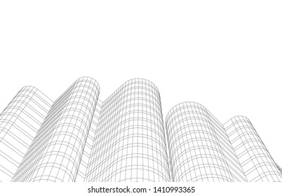 Modern 3d architecture, vector illustration
