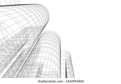 Modern 3d architecture, vector illustration