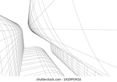 Modern 3d architecture, vector illustration