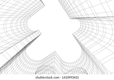 Modern 3d architecture, vector illustration