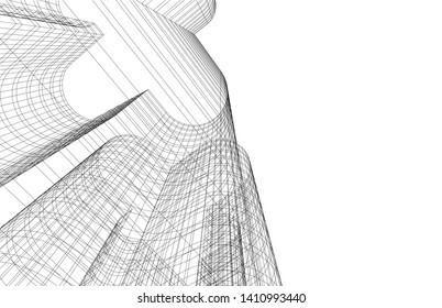 Modern 3d architecture, vector illustration