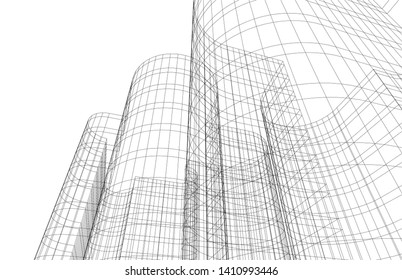 Modern 3d architecture, vector illustration