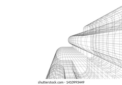 Modern 3d architecture, vector illustration