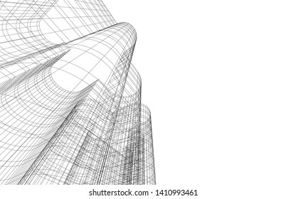 Modern 3d architecture, vector illustration