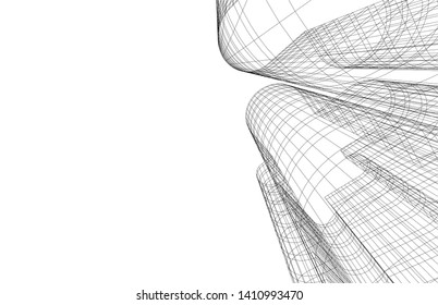Modern 3d architecture, vector illustration