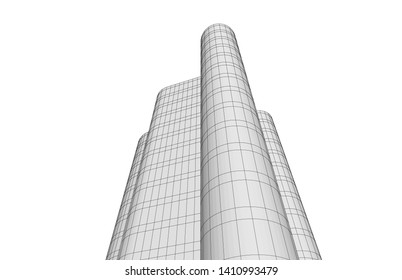 Modern 3d architecture, vector illustration