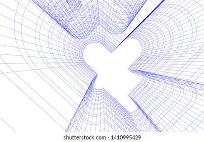 Modern 3d architecture, vector illustration