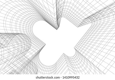 Modern 3d architecture, vector illustration