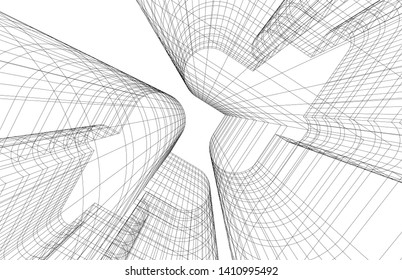 Modern 3d architecture, vector illustration