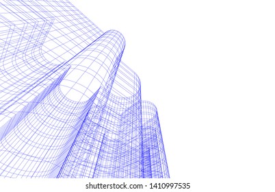 Modern 3d architecture, vector illustration