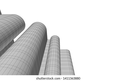 Modern 3d architecture, vector illustration