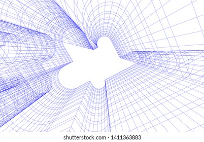 Modern 3d architecture, vector illustration