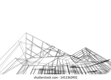 Modern 3d architecture, vector illustration