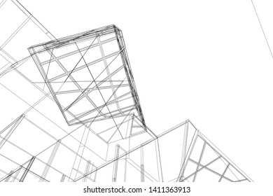 Modern 3d architecture, vector illustration