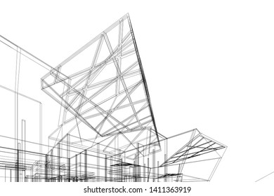 Modern 3d architecture, vector illustration