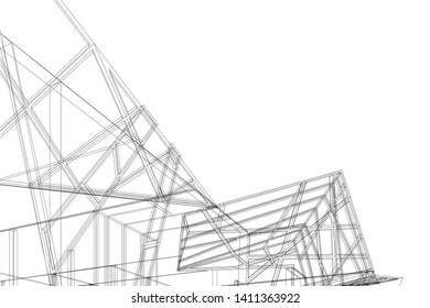 Modern 3d architecture, vector illustration