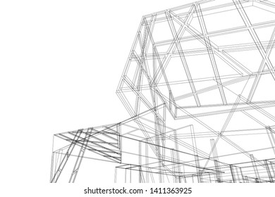 Modern 3d architecture, vector illustration
