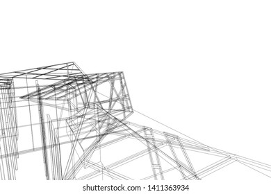 Modern 3d architecture, vector illustration