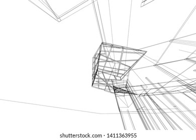 Modern 3d architecture, vector illustration