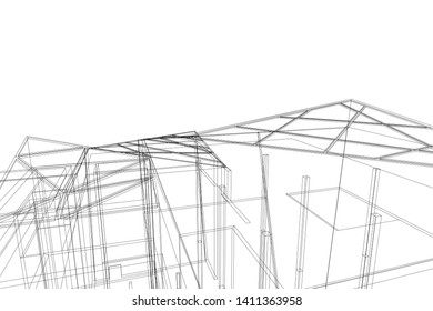 Modern 3d architecture, vector illustration