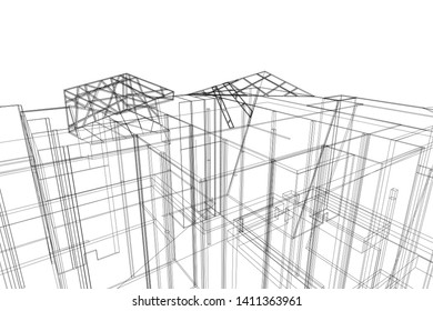 Modern 3d architecture, vector illustration