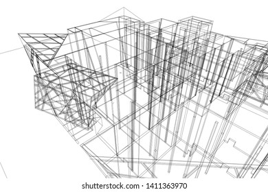 Modern 3d architecture, vector illustration