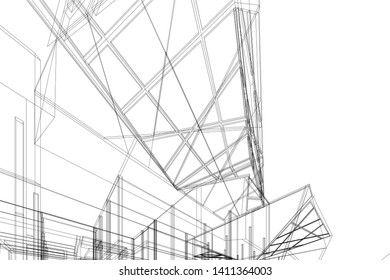 Modern 3d architecture, vector illustration