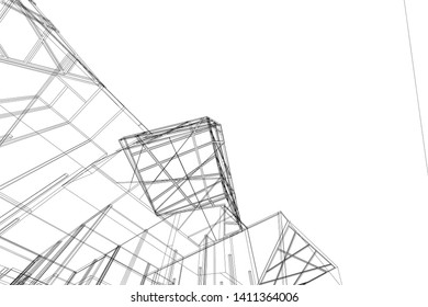 Modern 3d architecture, vector illustration