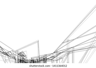 Modern 3d architecture, vector illustration
