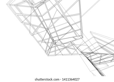 Modern 3d architecture, vector illustration