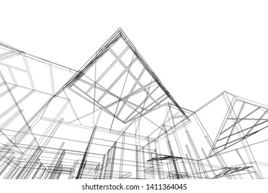 Modern 3d architecture, vector illustration
