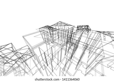 Modern 3d architecture, vector illustration