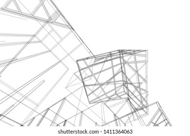 Modern 3d architecture, vector illustration