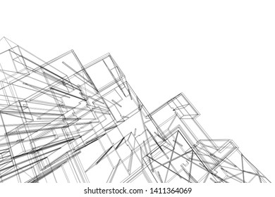 Modern 3d architecture, vector illustration