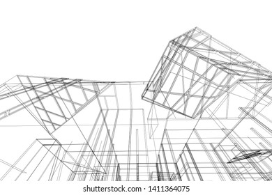 Modern 3d architecture, vector illustration