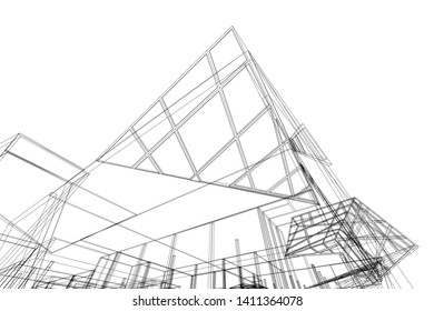 Modern 3d architecture, vector illustration