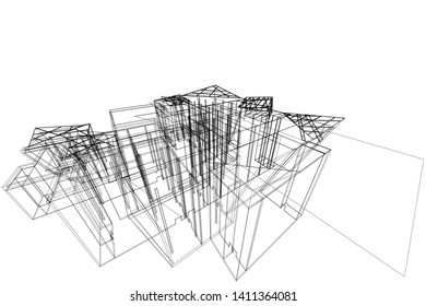 Modern 3d architecture, vector illustration