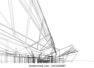 Modern 3d architecture, vector illustration