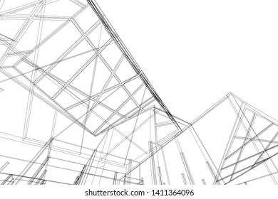 Modern 3d architecture, vector illustration