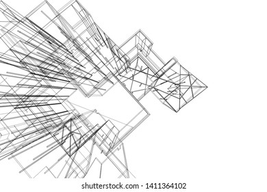 Modern 3d architecture, vector illustration