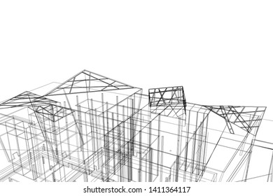 Modern 3d architecture, vector illustration