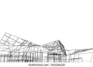 Modern 3d architecture, vector illustration