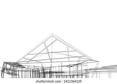 Modern 3d architecture, vector illustration