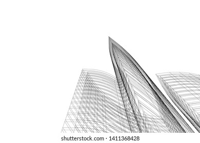 Modern 3d architecture, vector illustration