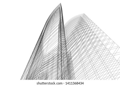 Modern 3d architecture, vector illustration