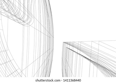 Modern 3d architecture, vector illustration