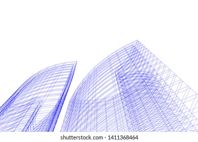 Modern 3d architecture, vector illustration