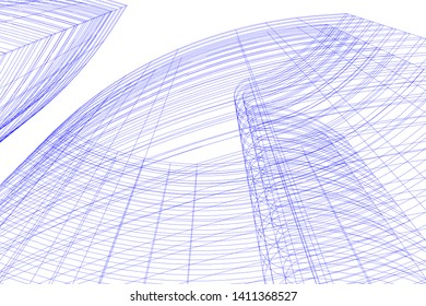 Modern 3d architecture, vector illustration