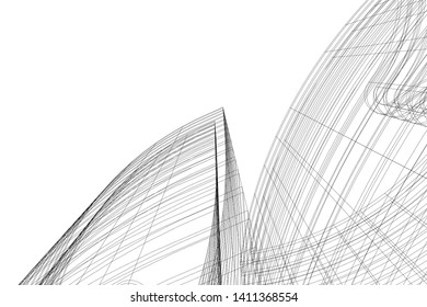 Modern 3d architecture, vector illustration